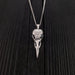 Engraved Raven Skull Pendant Necklace - Solid Hand Cast Stainless Steel - Polished Finish - Multiple Chain Options - Unisex Bird Skull Gift