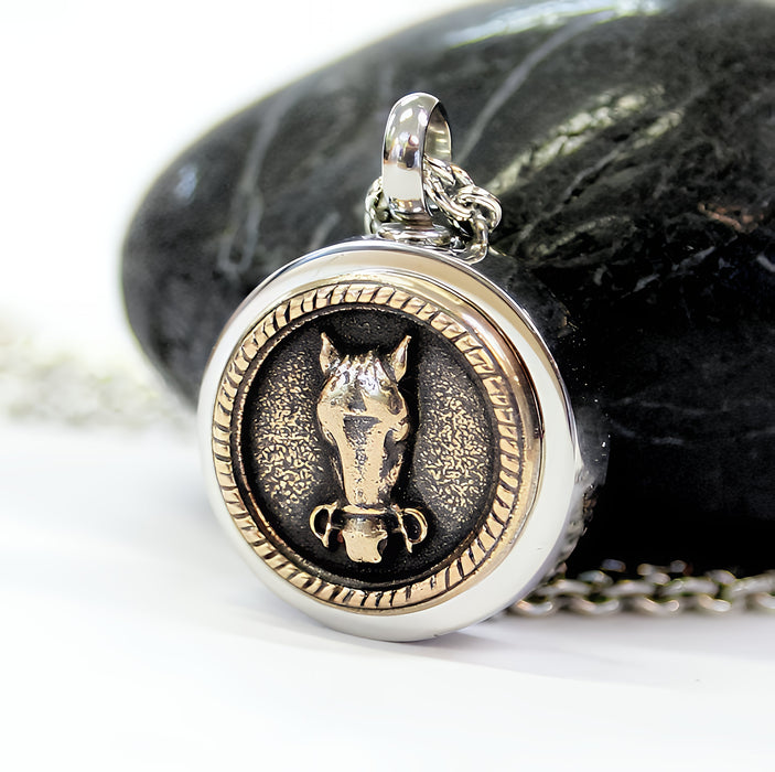 Horse Face Necklace Cremation Urn - Moon Raven Designs