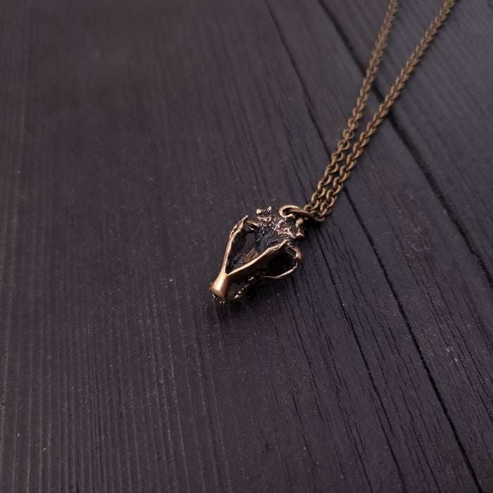 Grizzly Bear Skull Necklace - Solid Hand Cast Jewelers Bronze - Three Dimensional Detail - Polished Oxidized Finish - Multiple Chain Lengths