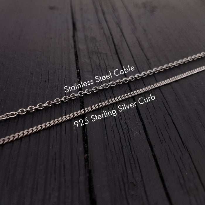 Engraved Raven Skull Pendant Necklace - Solid Hand Cast Stainless Steel - Polished Finish - Multiple Chain Options - Unisex Bird Skull Gift