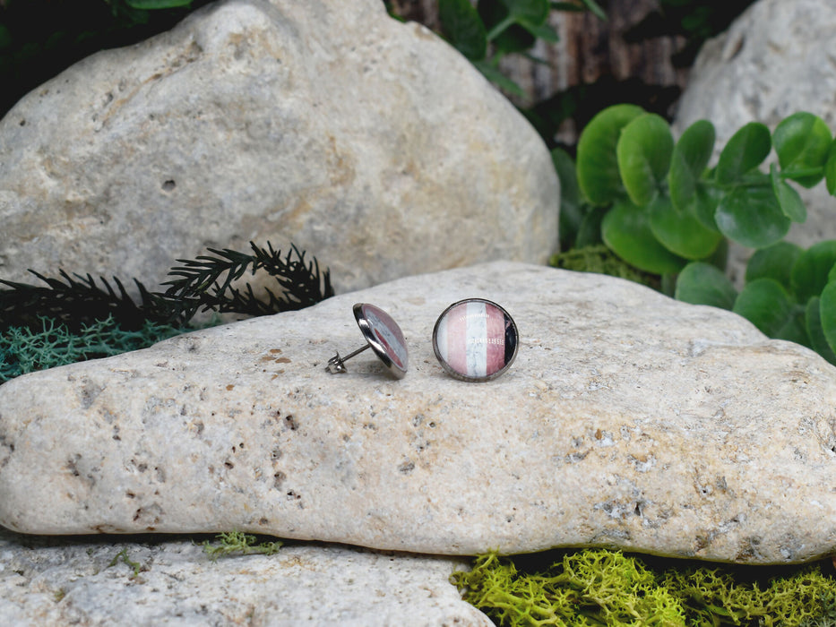 Stud Earrings With Resin Cabochon #355