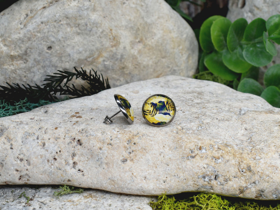 Stud Earrings With Resin Cabochon #431