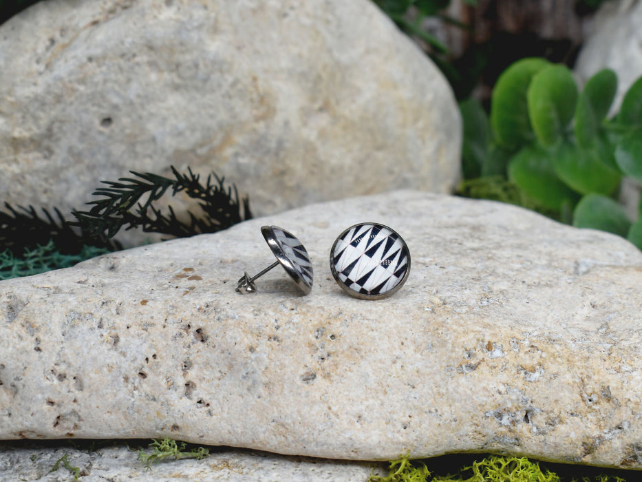 Stud Earrings With Resin Cabochon #361