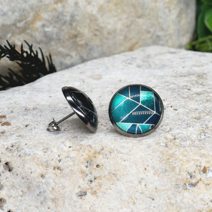 Stud Earrings With Resin Cabochon #440