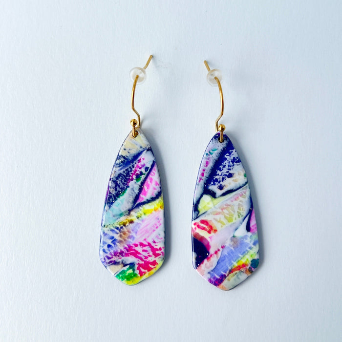 Brushstroke Blades – Colorful Clay Earrings