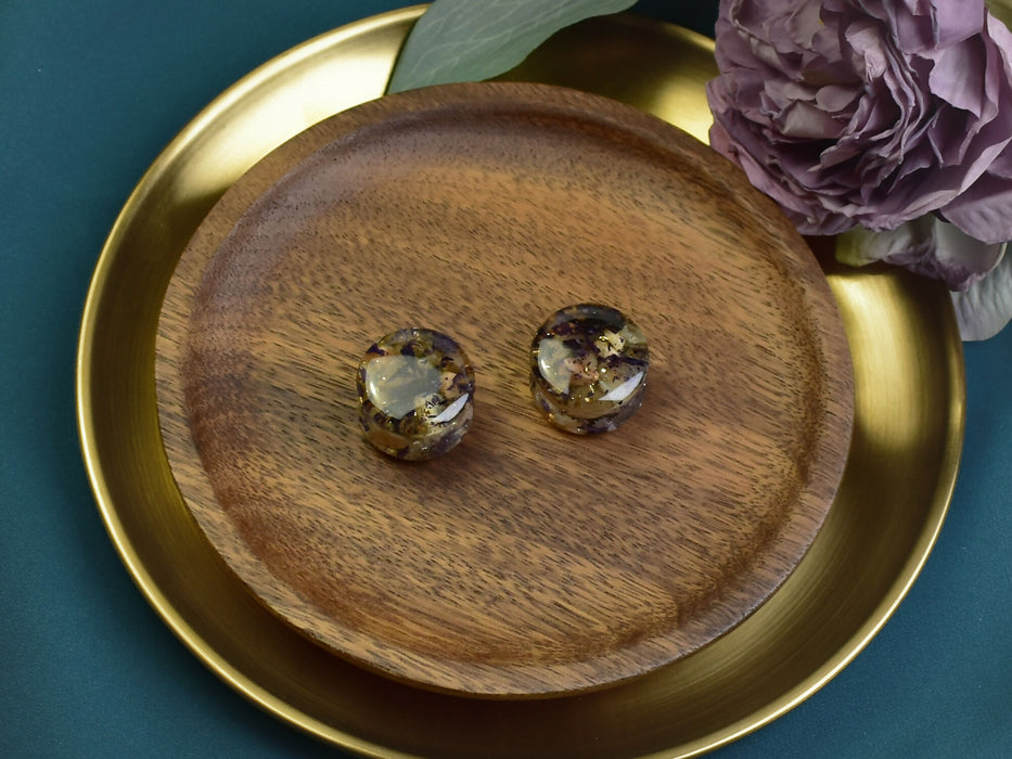 Ear Plugs 24mm Stone, Flowers | Pair | Ear Plugs | Gauge Earrings | Gauged Plugs | Resin #519