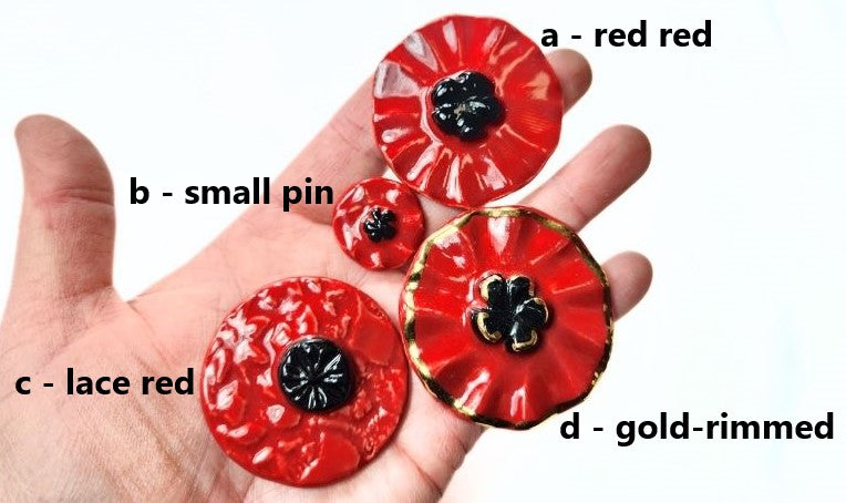 poppy pin, various sizes