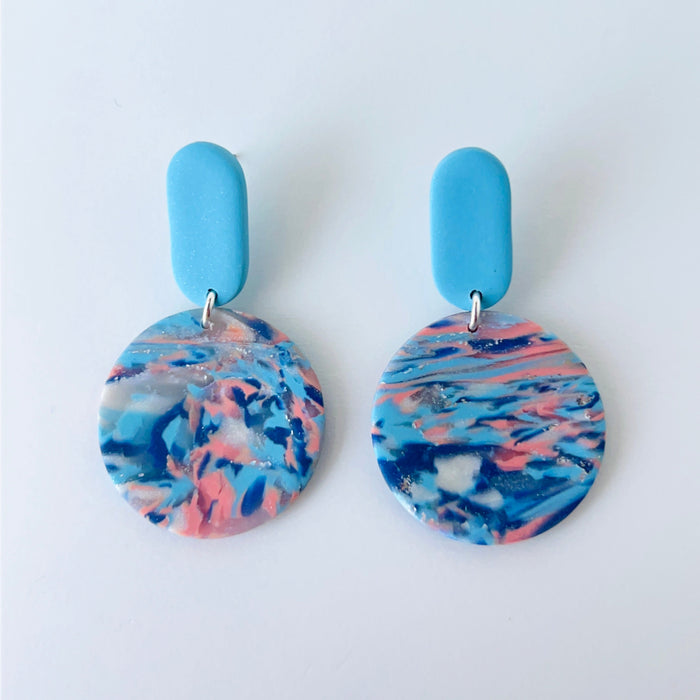 Ocean Sky Polymer Clay Earrings – Handmade with Titanium Posts
