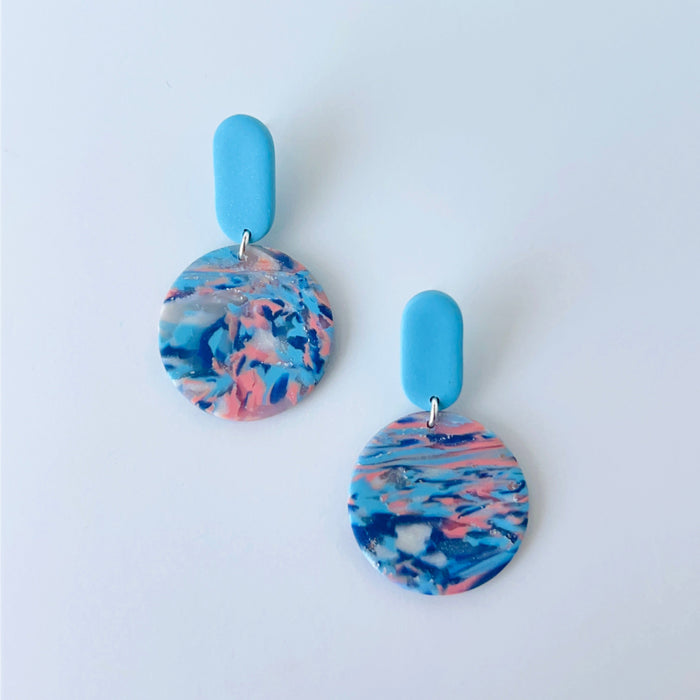 Ocean Sky Polymer Clay Earrings – Handmade with Titanium Posts
