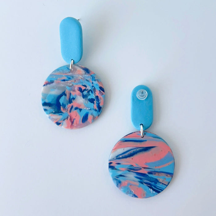 Ocean Sky Polymer Clay Earrings – Handmade with Titanium Posts