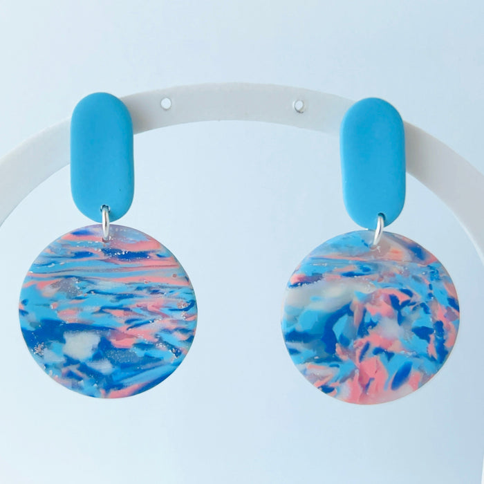 Ocean Sky Polymer Clay Earrings – Handmade with Titanium Posts