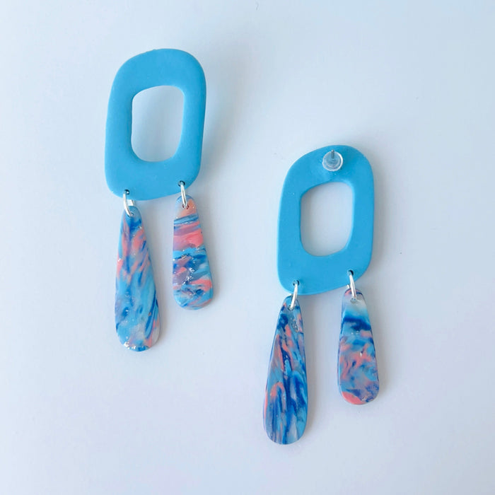 Coastal Dream Dangle Earrings – Polymer Clay & Titanium