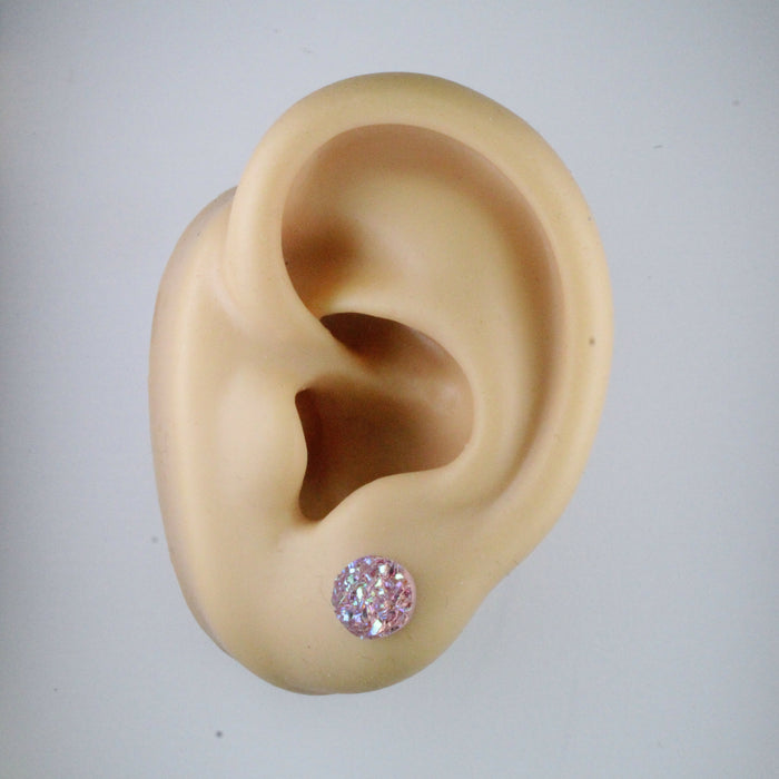 Magnetic_Clip_On_Invisible_Clipon_Stud_Pierced_Nonpierced_Earring_Earrings_Ear_FlatBack_Flat_Back_Light_Pink_Irridescent_Druzy_Resin_8mm