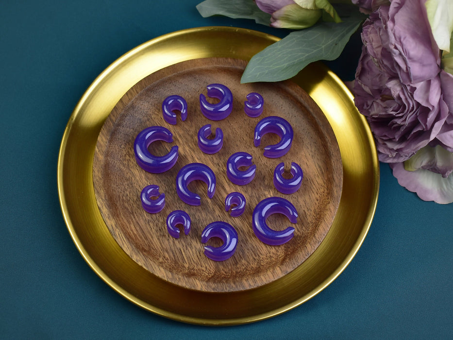 Moon Shaped Ear Tunnels 10-25mm | Pair | Ear Plugs | Gauge Earrings | Gauged Plugs | Resin #340