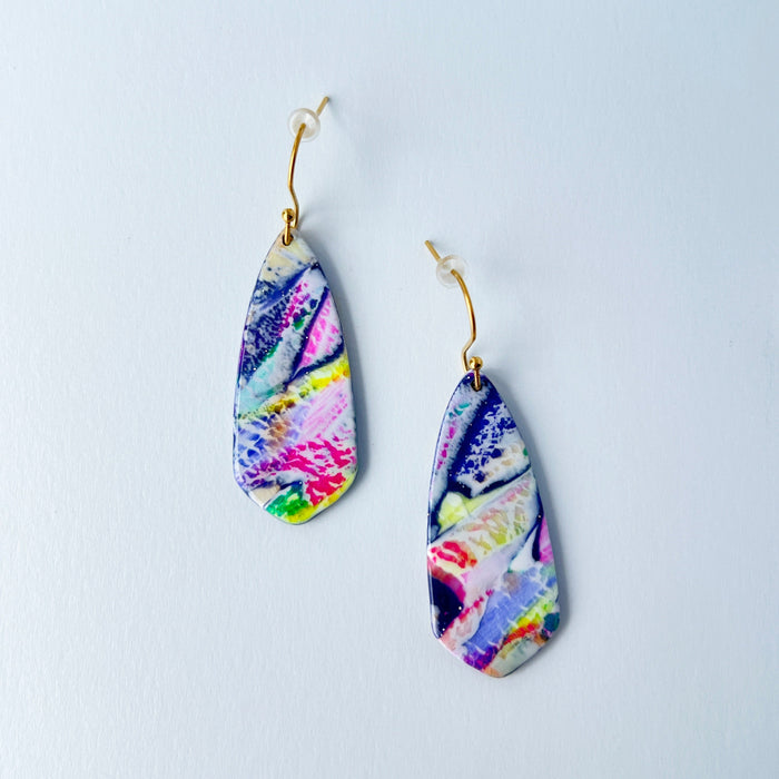 Brushstroke Blades – Colorful Clay Earrings