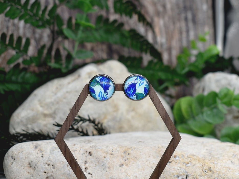 Stud Earrings With Resin Cabochon #433