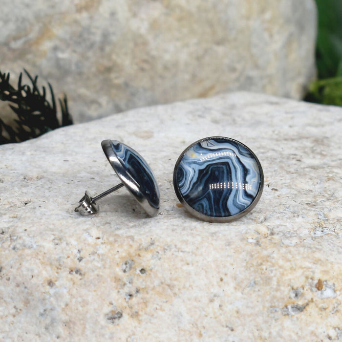 Stud Earrings With Resin Cabochon #390
