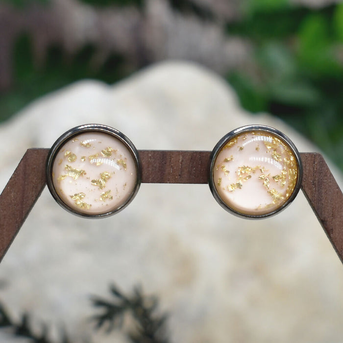 Elegant Stud Earrings With Resin Cabochon #144
