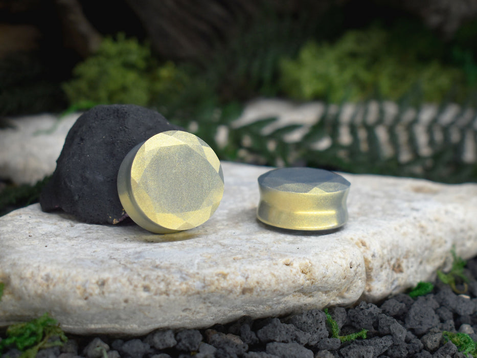 Faceted Ear Tunnels 10-25mm | Pair | Ear Plugs | Gauge Earrings | Gauged Plugs | Resin #163