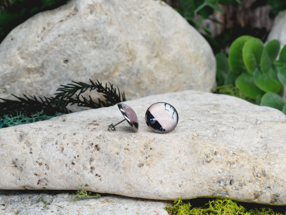 Stud Earrings With Resin Cabochon #360