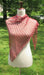 rust brown fine lace shawl with diamon/leaf motif on white dress form