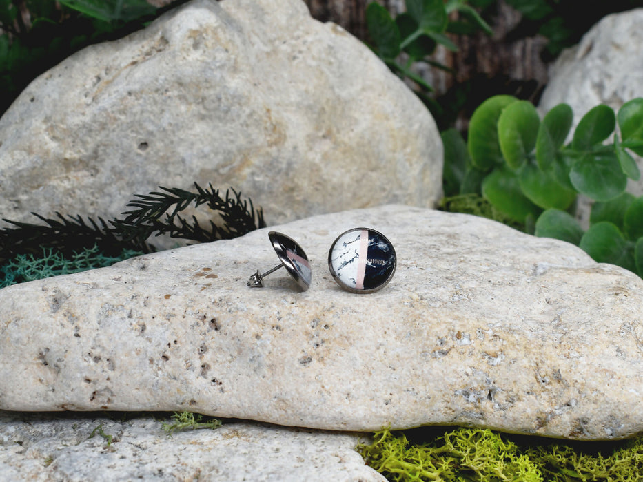 Stud Earrings With Resin Cabochon #358