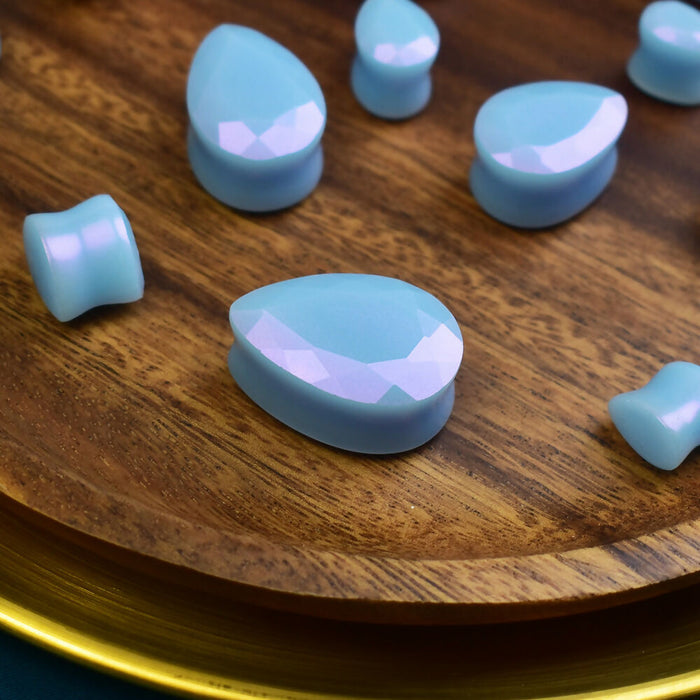 Faceted Teardrop Ear Tunnels 10-25mm | Pair | Ear Plugs | Gauge Earrings | Gauged Plugs | Resin #256