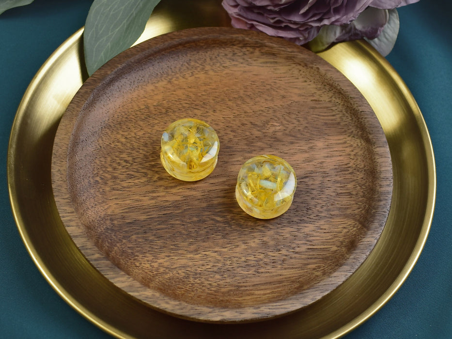 Ear Plugs 24mm Stone, Flowers | Pair | Ear Plugs | Gauge Earrings | Gauged Plugs | Resin #517