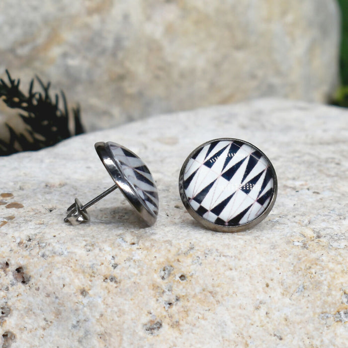 Stud Earrings With Resin Cabochon #361