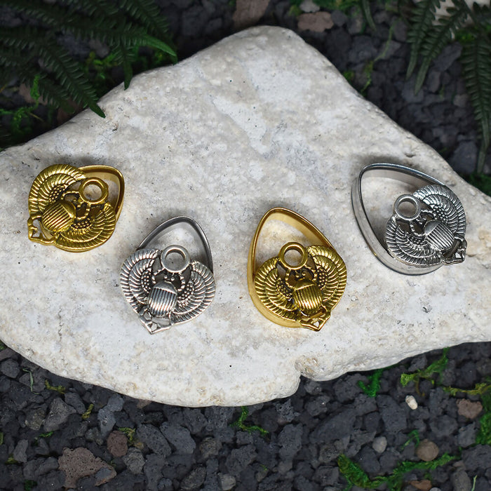 Stainless Steel Ear Tunnels 22-30mm Scarab | Pair | Ear Plugs | Gauge Earrings | Gauged Plugs | Resin #150