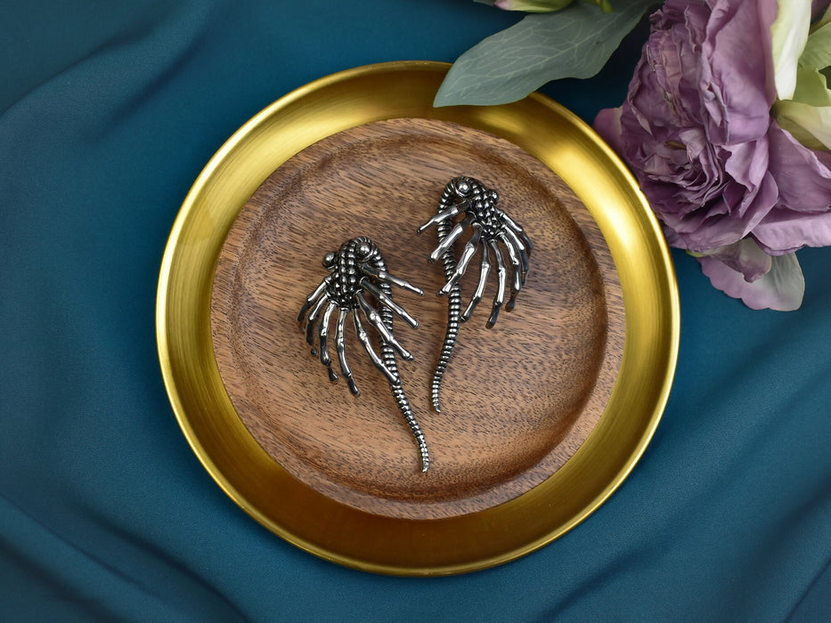 Stainless Steel Ear Weights in Shape of Alien Facehugger