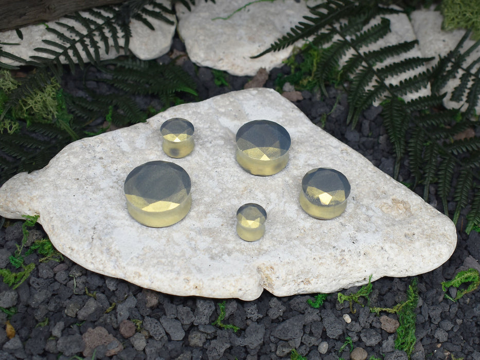 Faceted Ear Tunnels 10-25mm | Pair | Ear Plugs | Gauge Earrings | Gauged Plugs | Resin #163