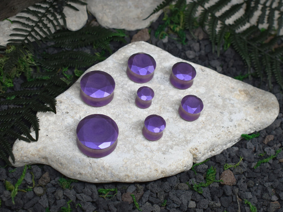 Faceted Ear Tunnels 10-25mm | Pair | Ear Plugs | Gauge Earrings | Gauged Plugs | Resin #221
