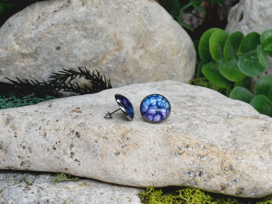 Stud Earrings With Resin Cabochon #402