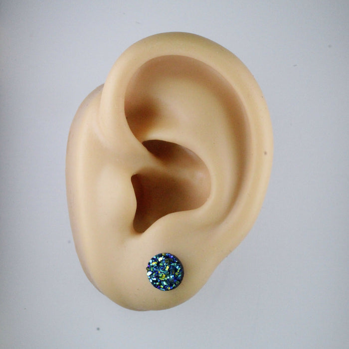 Magnetic_Clip_On_Invisible_Clipon_Stud_Pierced_Nonpierced_Earring_Earrings_Ear_FlatBack_Flat_Back_Dark_Blue_Irridescent_Druzy_Resin_8mm