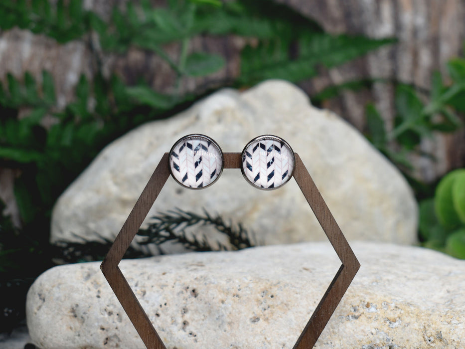 Stud Earrings With Resin Cabochon #363