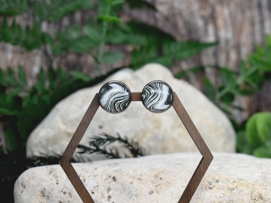 Stud Earrings With Resin Cabochon #392