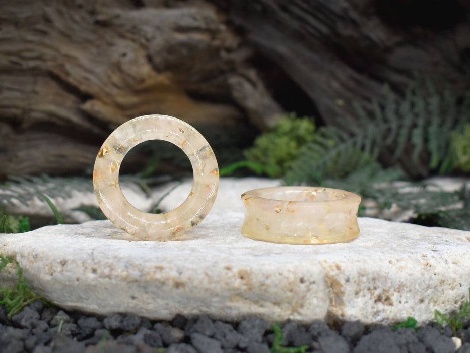 Thick-Wall Ear Tunnels 38mm Rose Quartz | Pair | Ear Plugs | Gauge Earrings | Gauged Plugs | Resin #92