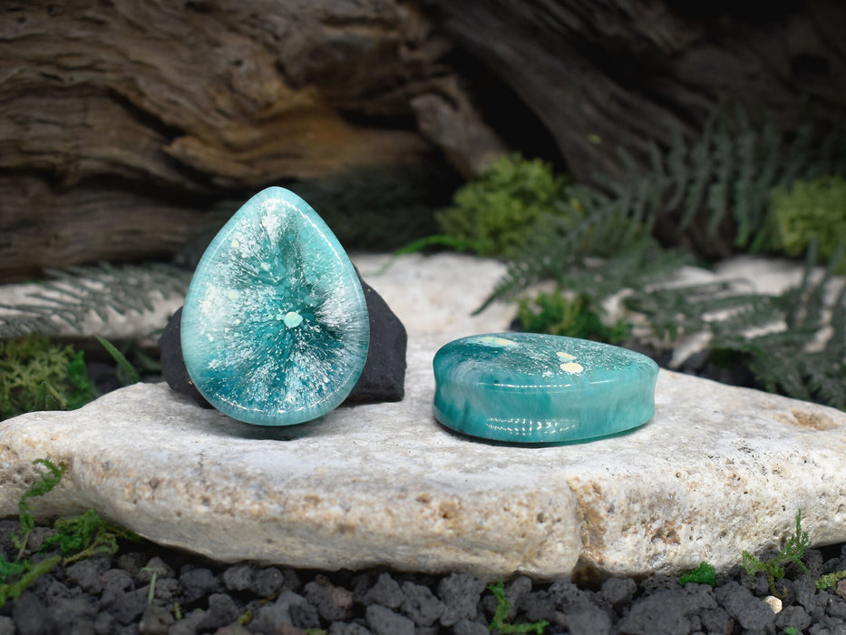 Teardrop Ear Tunnels 40mm | Pair | Ear Plugs | Gauge Earrings | Gauged Plugs | Resin #104