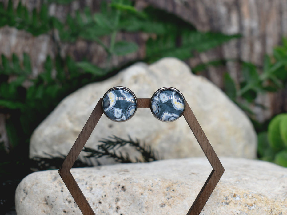Stud Earrings With Resin Cabochon #386