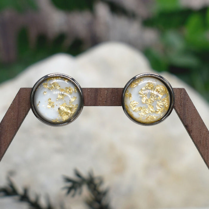 Elegant Stud Earrings With Resin Cabochon #146