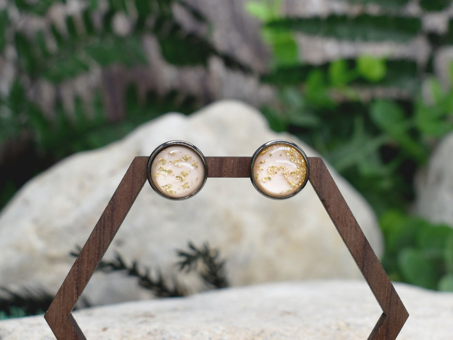 Elegant Stud Earrings With Resin Cabochon #144