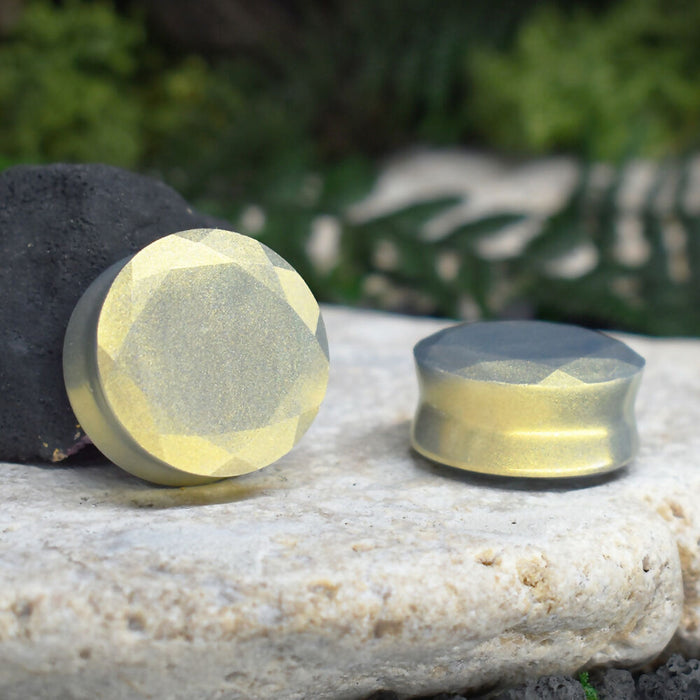 Faceted Ear Tunnels 10-25mm | Pair | Ear Plugs | Gauge Earrings | Gauged Plugs | Resin #163