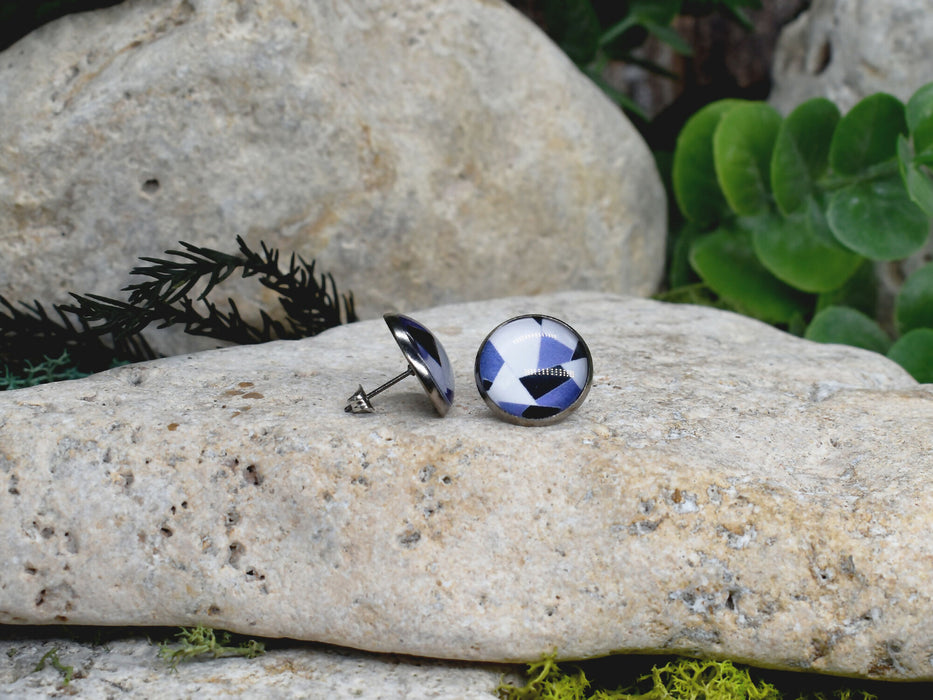 Stud Earrings With Resin Cabochon #408