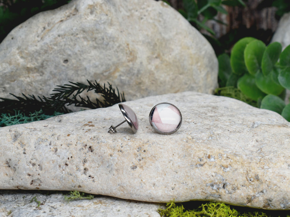 Stud Earrings With Resin Cabochon #359