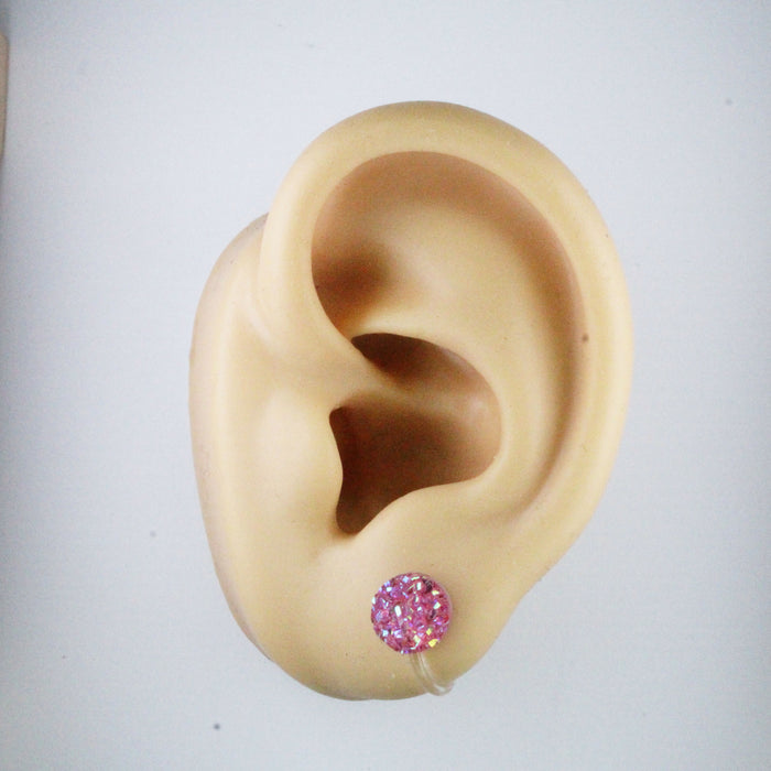 Magnetic_Clip_On_Invisible_Clipon_Stud_Pierced_Nonpierced_Earring_Earrings_Ear_FlatBack_Flat_Back_Pink_Irridescent_Druzy_Resin_8mm_clip