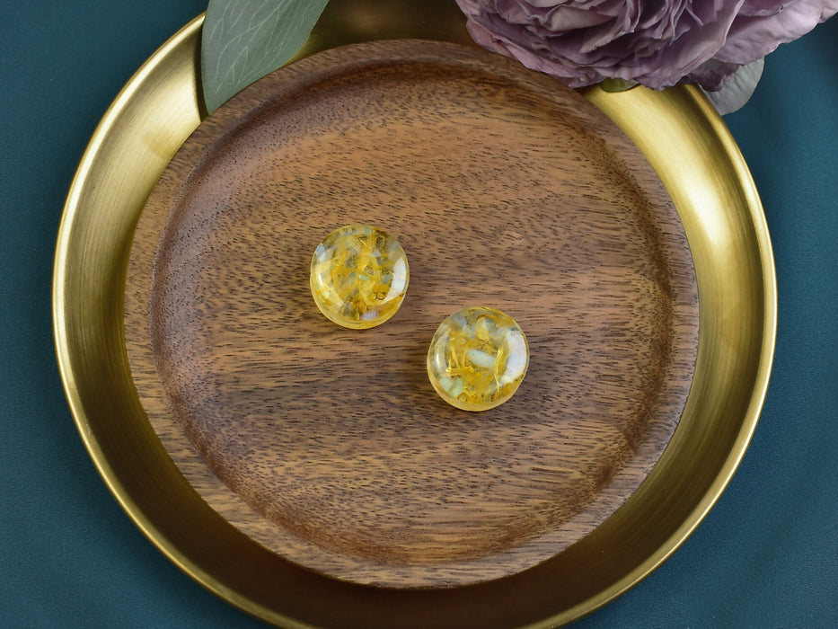 Ear Plugs 24mm Stone, Flowers | Pair | Ear Plugs | Gauge Earrings | Gauged Plugs | Resin #517