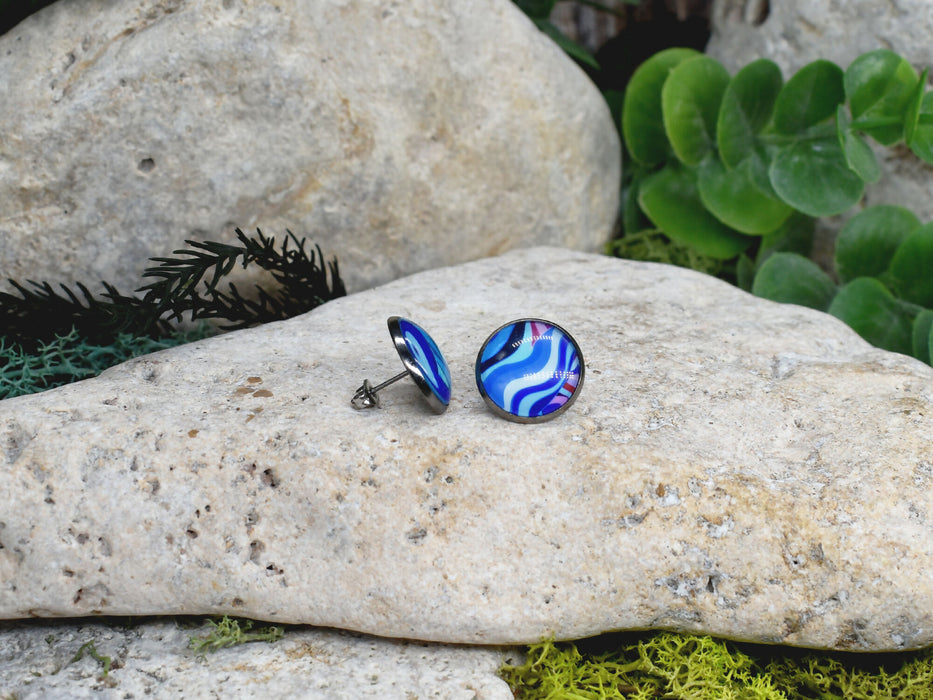 Stud Earrings With Resin Cabochon #451