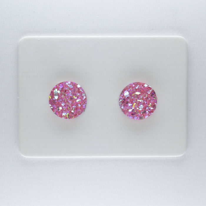 Magnetic_Clip_On_Invisible_Clipon_Stud_Pierced_Nonpierced_Earring_Earrings_Ear_FlatBack_Flat_Back_Irridescent_Druzy_Resin_Hot_Pink_8mm_card
