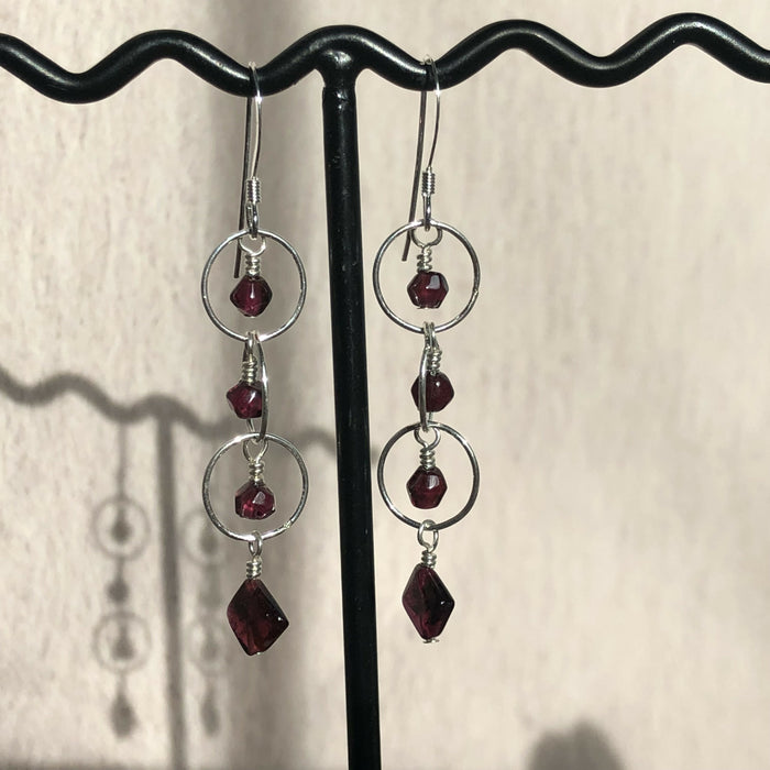 Garnet and Sterling Silver Earrings
